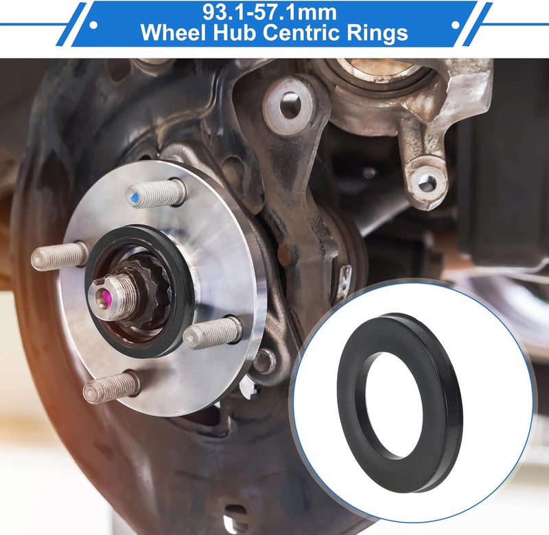 VekAuto 93.1mm to 57.1mm Car Wheel Hub Centric Rings Black Polycarbonate Wheels Center Shaft Shock Absorbing Hubrings 4 Pcs - Image 2